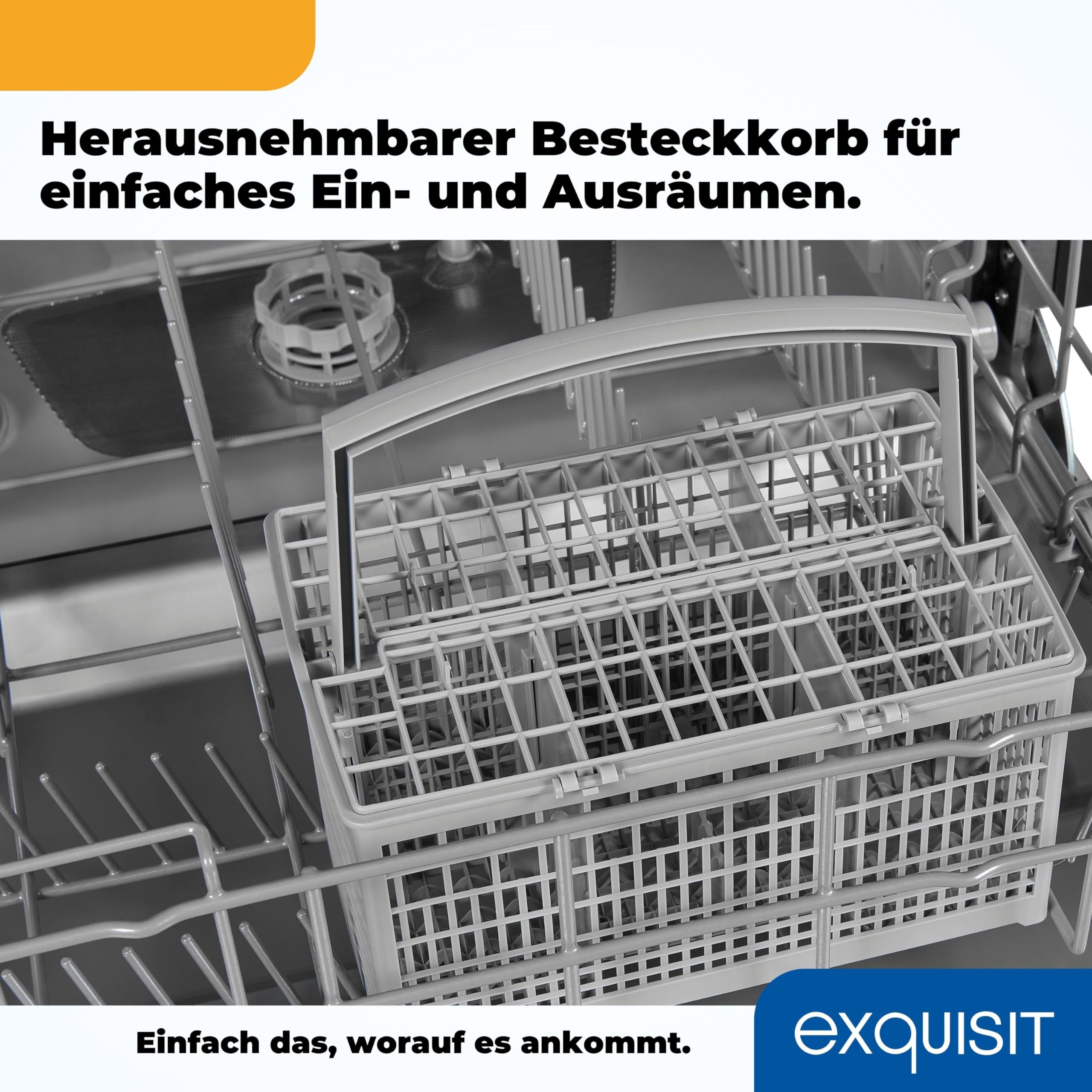 Exquisit Geschirrspüler EGSP6012-EB-030E INOX | Teilintegrierter Geschirrspüler 60 cm | 12 Maßgedecke | Spülmaschine teilintegriert 60 cm LED
