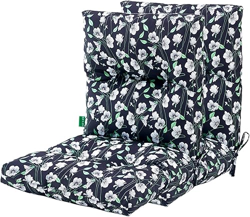FILUXE Almohadillas para silla, cojines de asiento y respaldo, almohada impermeable sólida copetuda para interiores y exteriores con lazos,