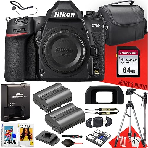 Nikon D780 DSLR Camera (Body Only) + 64 GB Memory + Tripod + Monopod + Extra Battery + Deluxe Cleaning Kit + More (21pc Bundle) (Renewed)