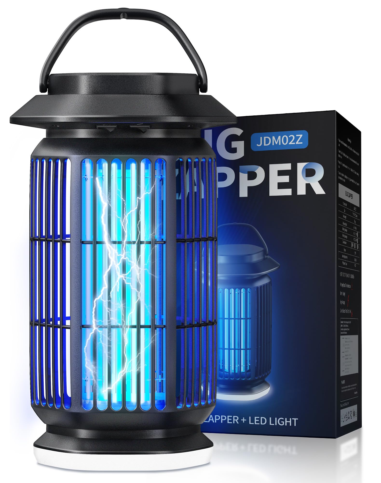 Eliminador de insectos para exteriores e interiores, 4400 V eléctrico con luz UV y azul, LED extra blanco, cubre hasta 2100 pies cuadrados, impermeable IP64