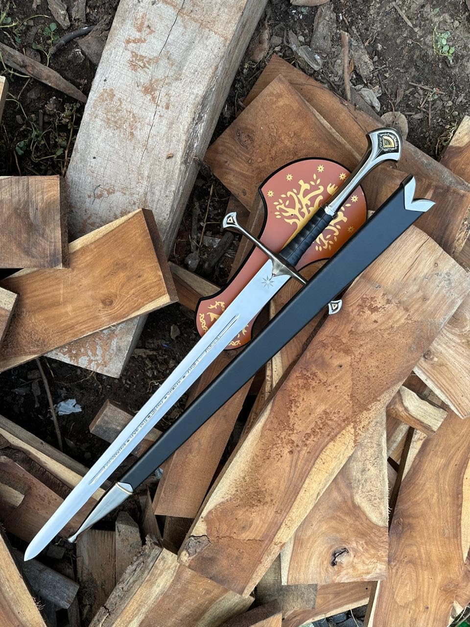 SHINY CRAFTS Handmade Viking Sword, King Arthur Medieval Historical Sword with Scabbard Medieval Crusader Sword, Knights Templar Sword (VBS-0005)