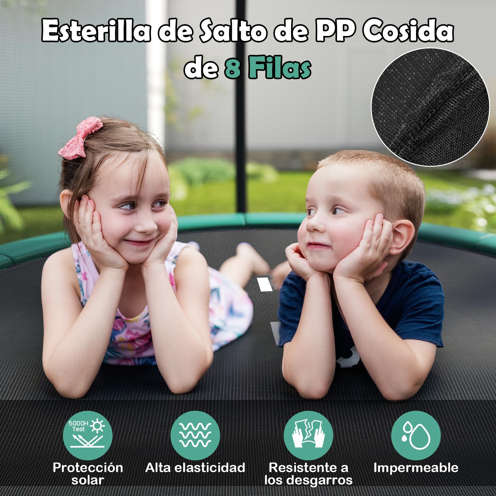 COSTWAY Cama Elastica Infantil Ø 244 cm/305 cm/366 cm, Trampolín para Exteriores de Jardín con Red de Seguridad para Niños 3+ años y Adultos, Trampolín de Interior