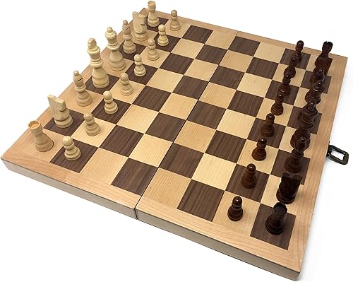 ClassicJuego de ajedrez de madera 15 Junta Inlaid plegable con almacenamiento y 3 King ClassicJuego de ajedrez de madera 15 Junta Inlaid plegable con almacenamiento y 3 King