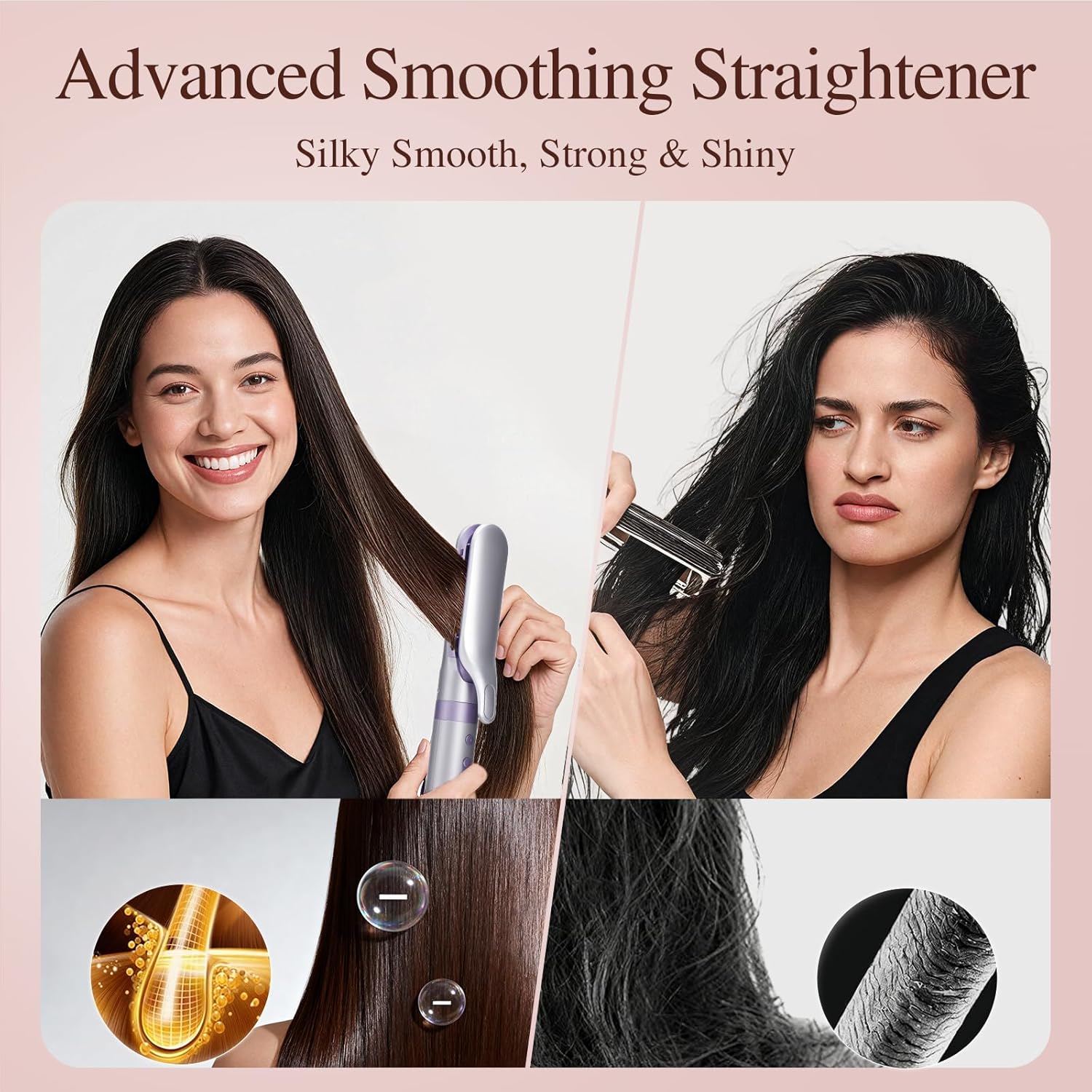 5 in 1 Hot Air Styler- Blowout Brush Hair Dryer Set for Salon Blowouts, Smooth Curls, Volumizing and Straightening, Professional Hair Styler Set, Anti-Frizz, Compact Design with Travel Bag