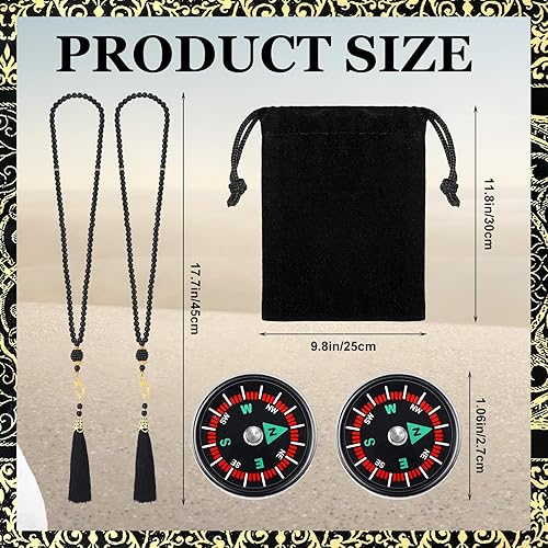 Miniatura 3 de 10 alfombras de oración musulmana islámica con sombreros Kufi, gorra de oración, cuentas de oración musulmanas Tasbih, brújula portátil y bolsas de