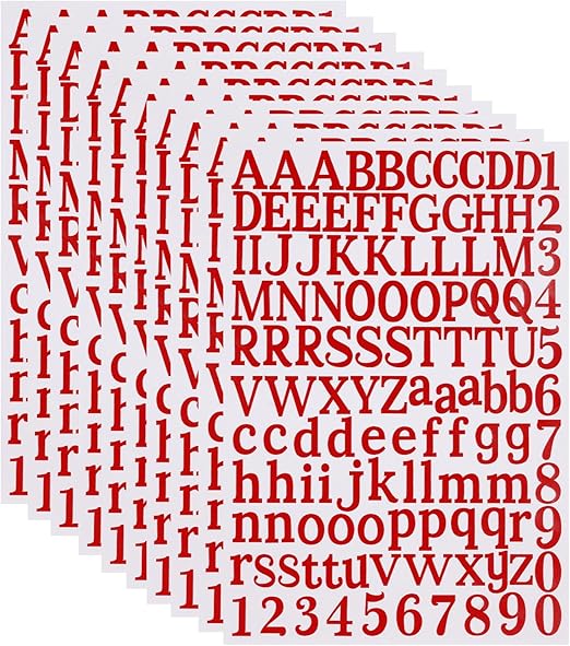10 Sheets Vinyl Letter Stickers, 1200 Pcs SelfAdhesive