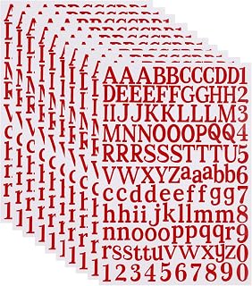 10 Sheets Vinyl Letter Stickers - 1200 Pcs Self-Adhesive Number & Alphabet Stickers - Mailbox Numbers for Signs, Windows, Doors, Homes & Businesses - Address Numbers (Red, 1 Inch)