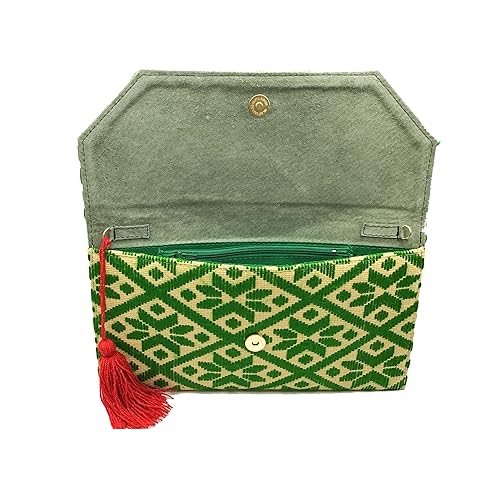 Miniatura 5 de Bolso Clutch "Juana", hecho por Jühue Artesanal, bolso hecho a mano hecho en México, Bolso de mano verde, Bordado a mano, pieza única, Bolso de mano