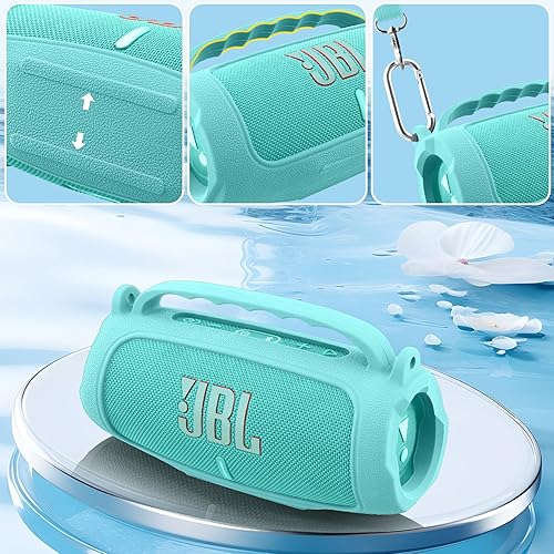 Miniatura 109 de Funda de silicona compatible con JBL Charge 5 portátil impermeable Bluetooth altavoz (funda de silicona negra) Negro cubierta,azul