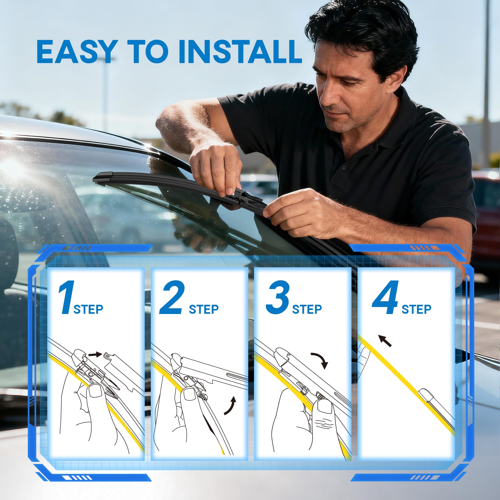5 PLUS® Limpiaparabrisas de silicona de 26 y 23 pulgadas de repuesto para Toyota Tundra 2021-2007 2022-2008 Sequoia, limpiaparabrisas de repuesto automotriz con repelente al agua