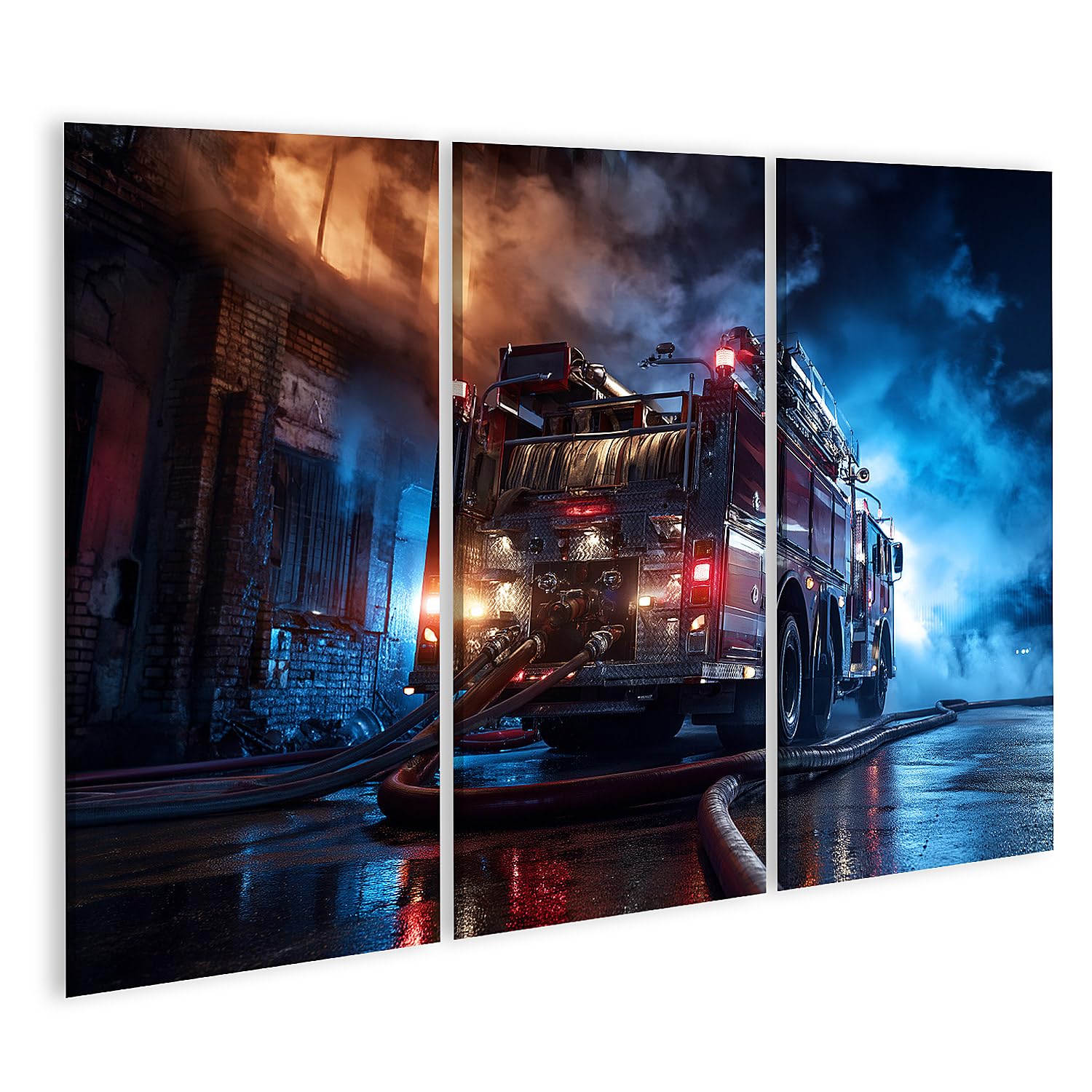 Impression sur toile pompiers triptyque pour décoration de bureau - 6