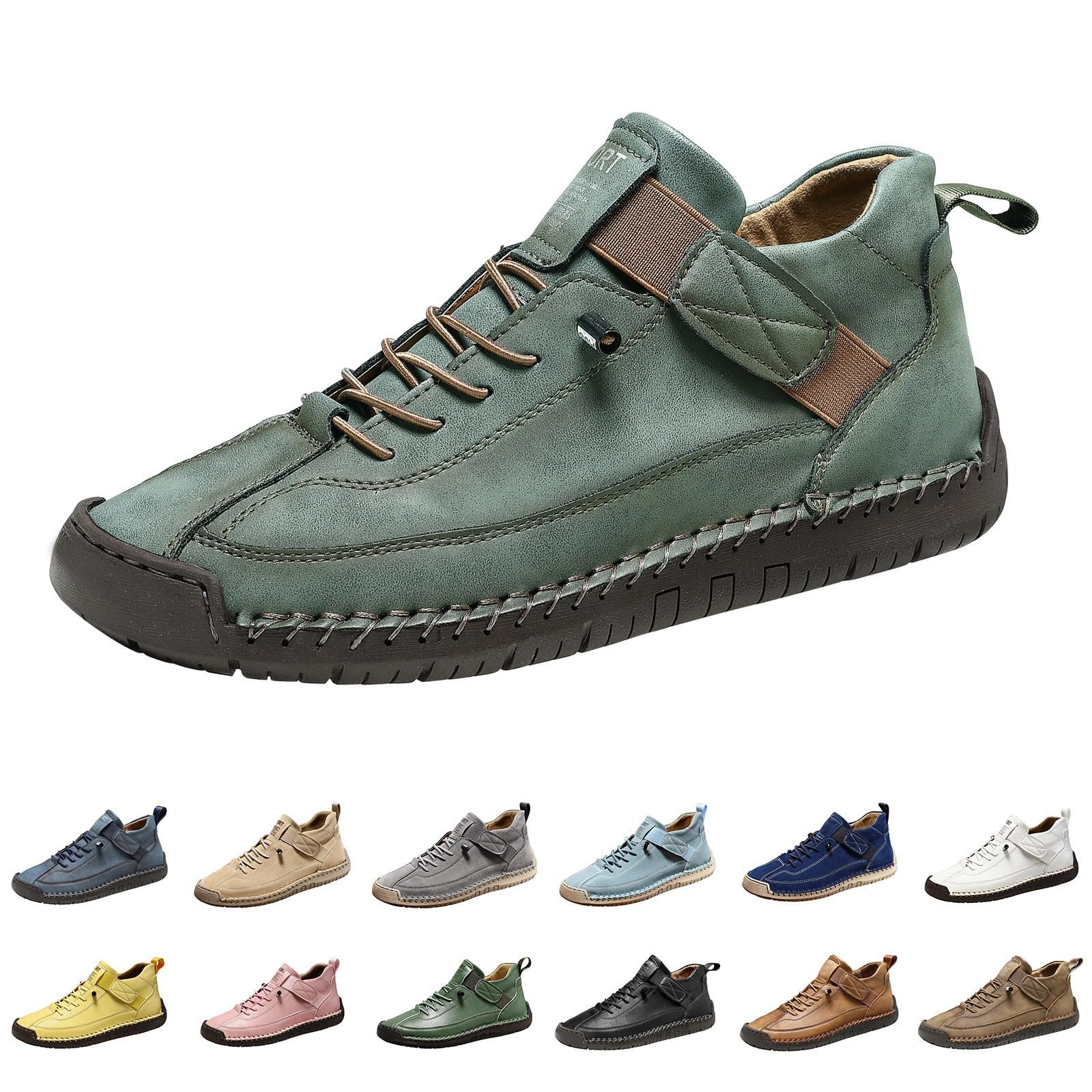 Vogany Shoes Chaussures orthopédiques unisexes faites à la main en cuir souple à lacets, antidérapantes, légères et respirantes pour la conduite, la marche, la randonnée