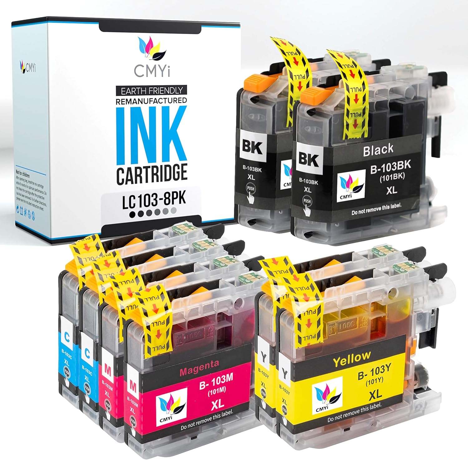 LC103 Replacement Combo Pack Ink Cartridges for Brother DCP-J132W, J152W, J172W, J4110DW, J552DW, J752DW, MFC-J450DW, J4510DW, J4610DW, J4710DW Printers (2 Black, 2 Cyan, 2 Magenta, 2 Yellow)