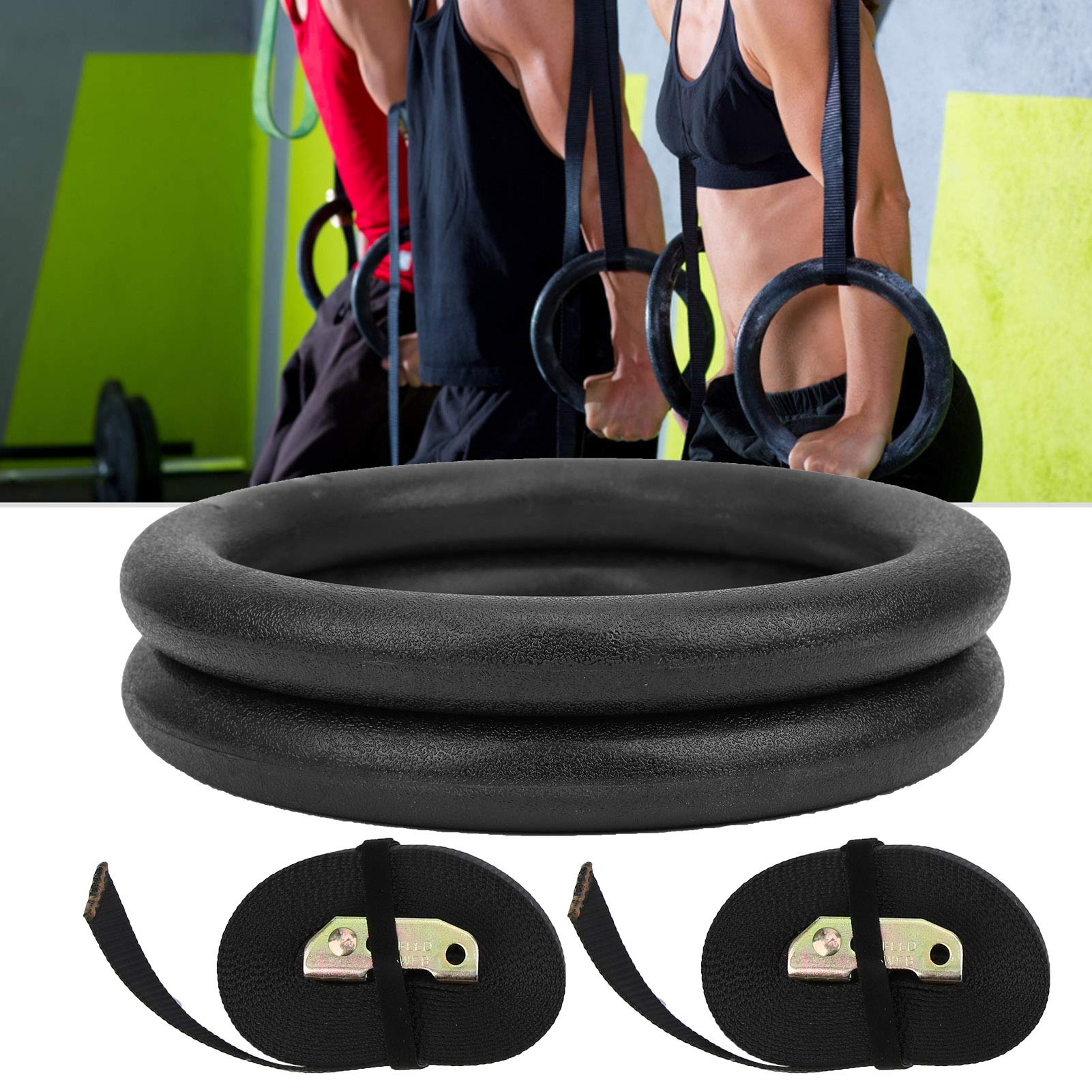 Anillos de suspensión para Gimnasia, Anillos de suspensión para Fitness con Correas Ajustables, Equipo de Entrenamiento de Fuerza de ABS y poliéster para dominadas, Flexiones y