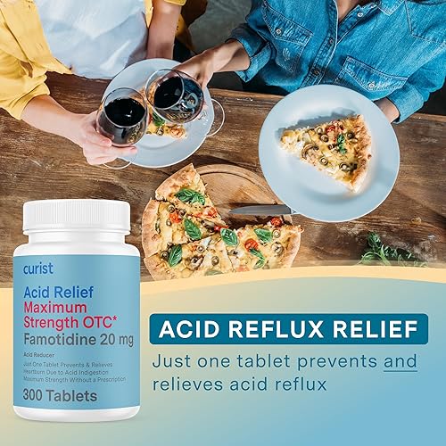 Miniatura 2 de Curist Famotidine - Paquete a granel de 20 mg (300 tabletas de reflujo) Medicina para el reflujo ácido para aliviar la acidez estomacal - Reductor