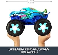 Vista 3 de Hot Wheels Monster Trucks 1:15 Scale Mega-Wrex Alive Battery-Powered RC Vehicle with Lights & Sounds