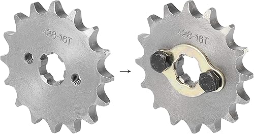 Miniatura 3 de F FIERCE CYCLE 428 Cadena 16T 0.669 in motocicleta piñón de motor delantero tono titanio para ATV UTV 110cc 125cc 140cc 150cc 160cc motor