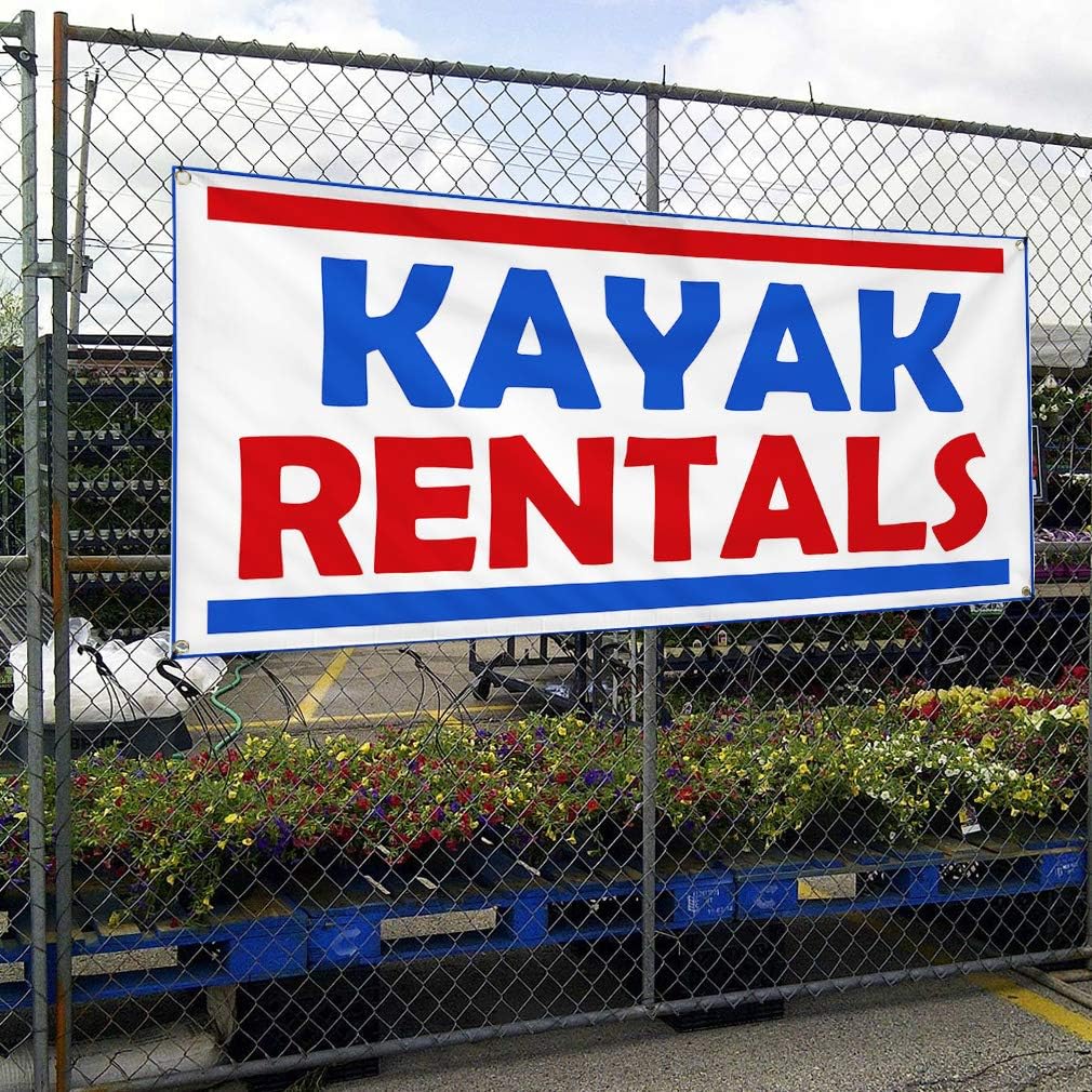 Kayak Rentals 13 oz Vinyl Banner Sign w/Metal Grommets 2 ft x 4 ft