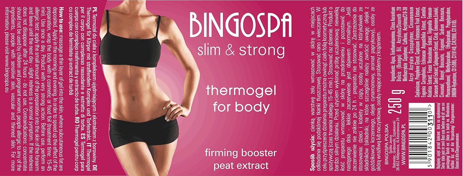 BINGOSPA slim&strong Anti-cellulitis afslanken, vet burning thermogel met turf, 250 g