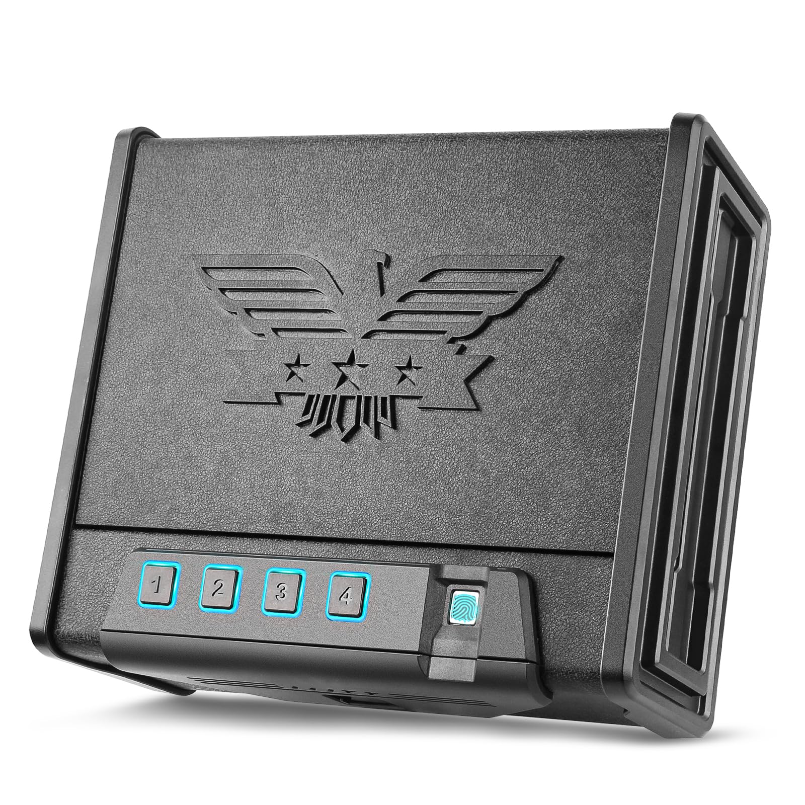 Gun Safe for Handgun, Biometric Home Pistol Safe - Quick Access with Fingerprint, Digital PIN, and Key Unlock Options Ideal for Bedroom, Living Room, Nightstand, and Car Use-Falcon