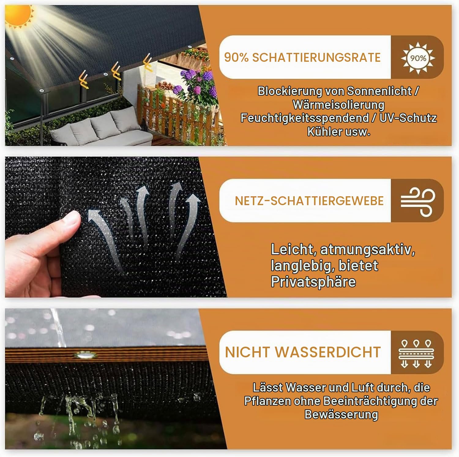Schattierungsnetz 3x6M,Sonnenschutznetz mit ösen,Sichtschutzgewebe 90% Schattierwirkung,Sonnenschutznetz gewächshaus,Schattennetz Garten, Sonnenschutz Netz Schwarze