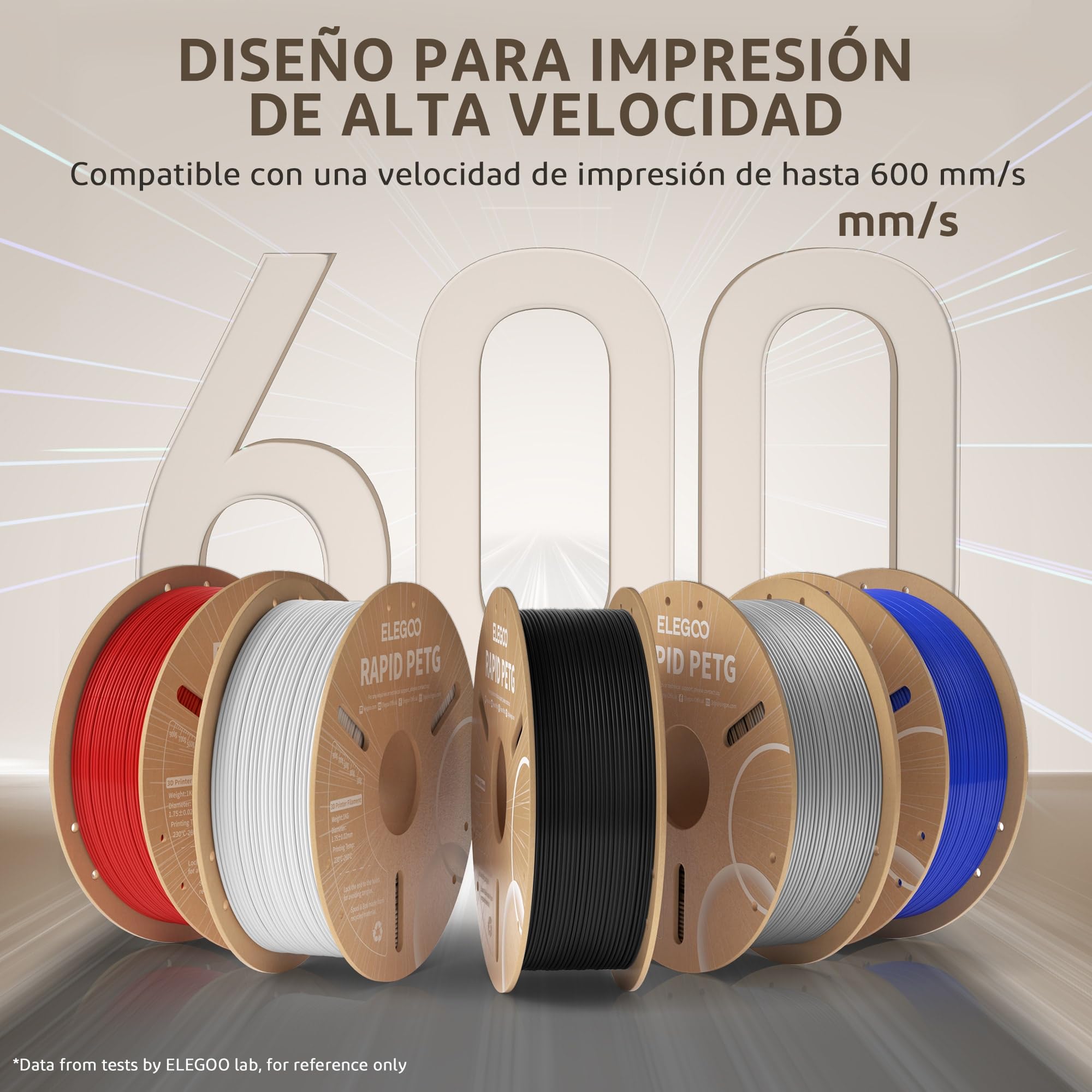 ELEGOO Filamento PETG Rápido 1.75mm 1KG Negro, Alta Velocidad 30-600mm/s para Impresora 3D