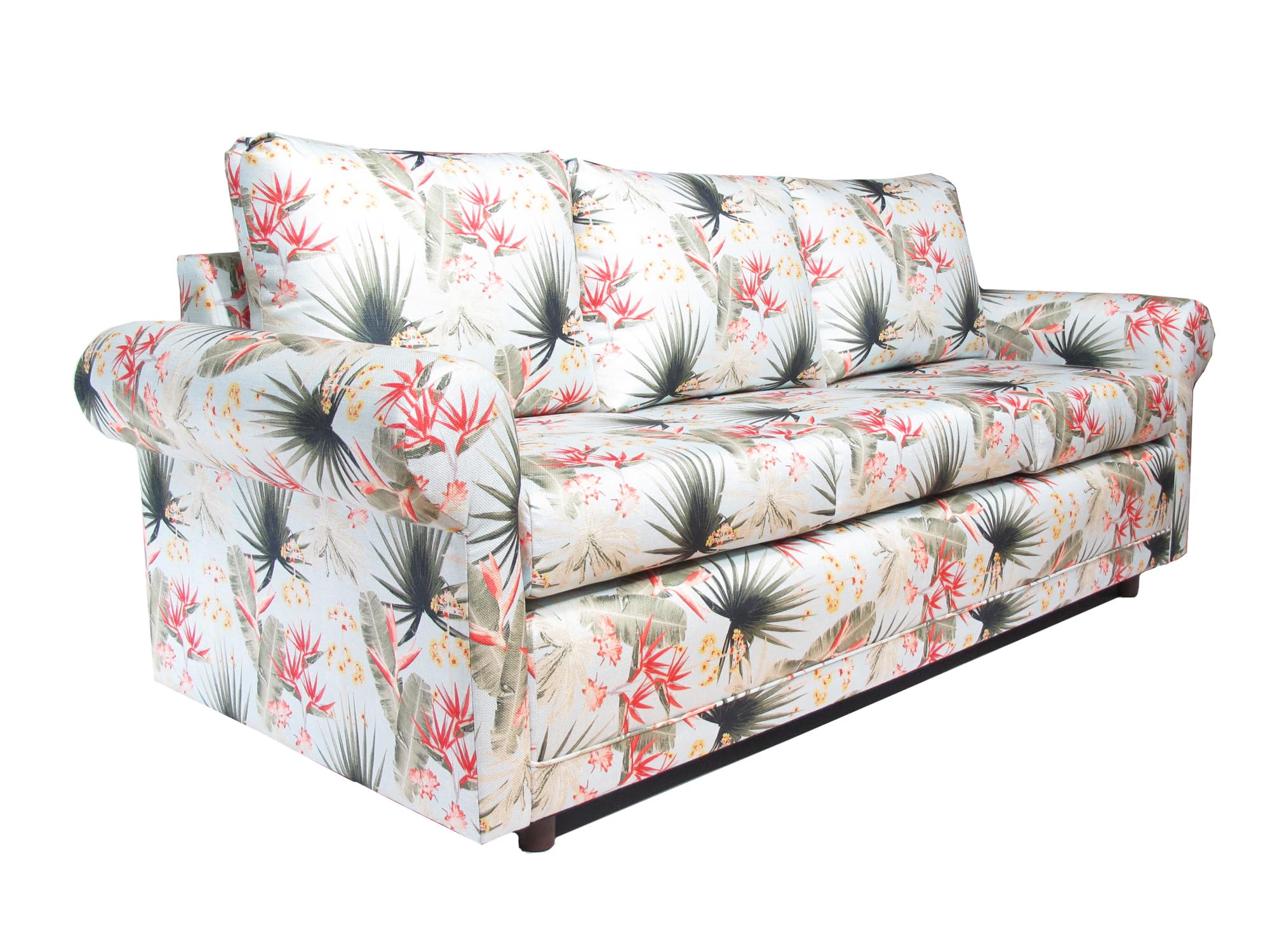 Made in USA Round Arm Island Solid Wood Upsholstered Sofa