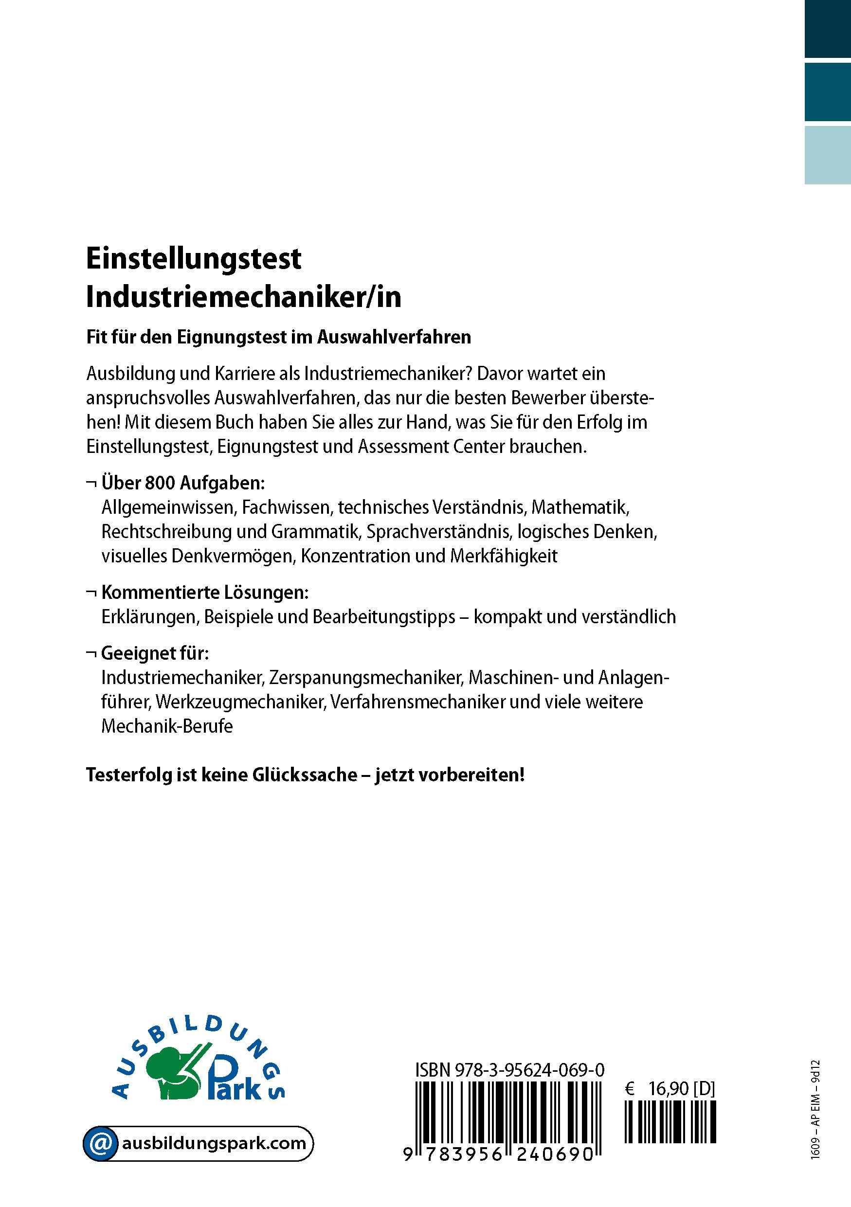 Einstellungstest Industriemechaniker Kombipaket: Online-Testtrainer + Buch | Über 2.400 Aufgaben mit allen Lösungswegen | Allgemeinwissen, Mathe, Deutsch, Logik und mehr