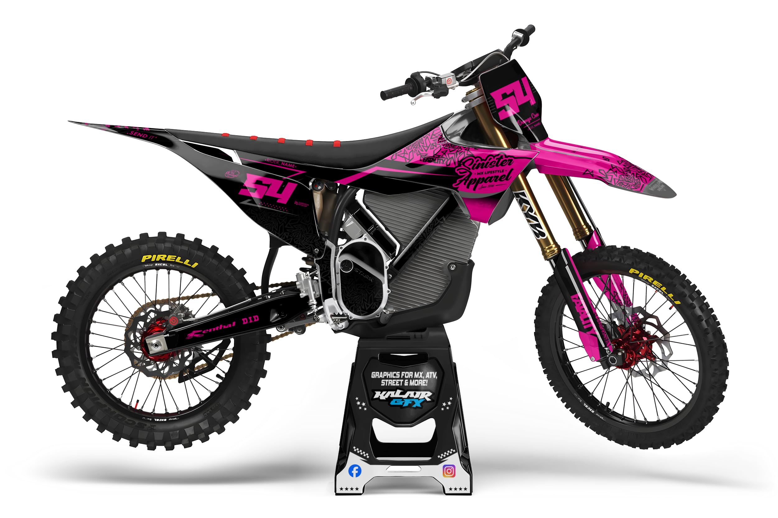 Graphics Kit for Stark Future-Varg Electric Dirt Bike (All Years) FATALITY Series Magenta 21 Mil - Dirt bike Custom Racing Graphics Decals Stickers Kit, no-plastics