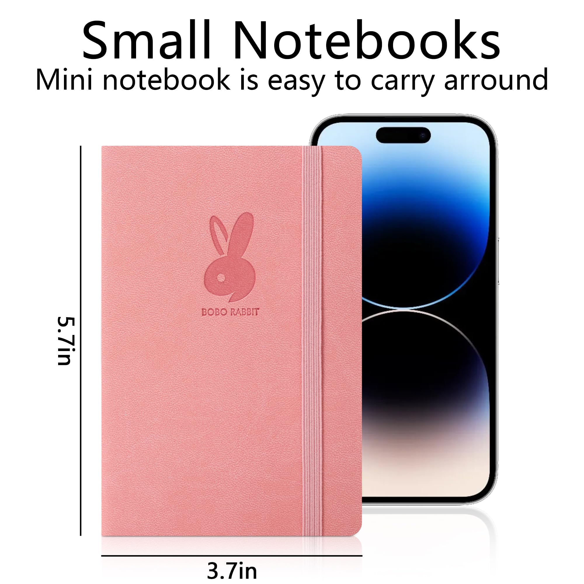 BOBO RABBIT Paquete de 3 cuadernos pequeños de bolsillo, mini diario rayado para tomar notas de viaje, tapa blanda A6, 200 páginas, papel grueso para hombres y mujeres, para tomar notas, diario