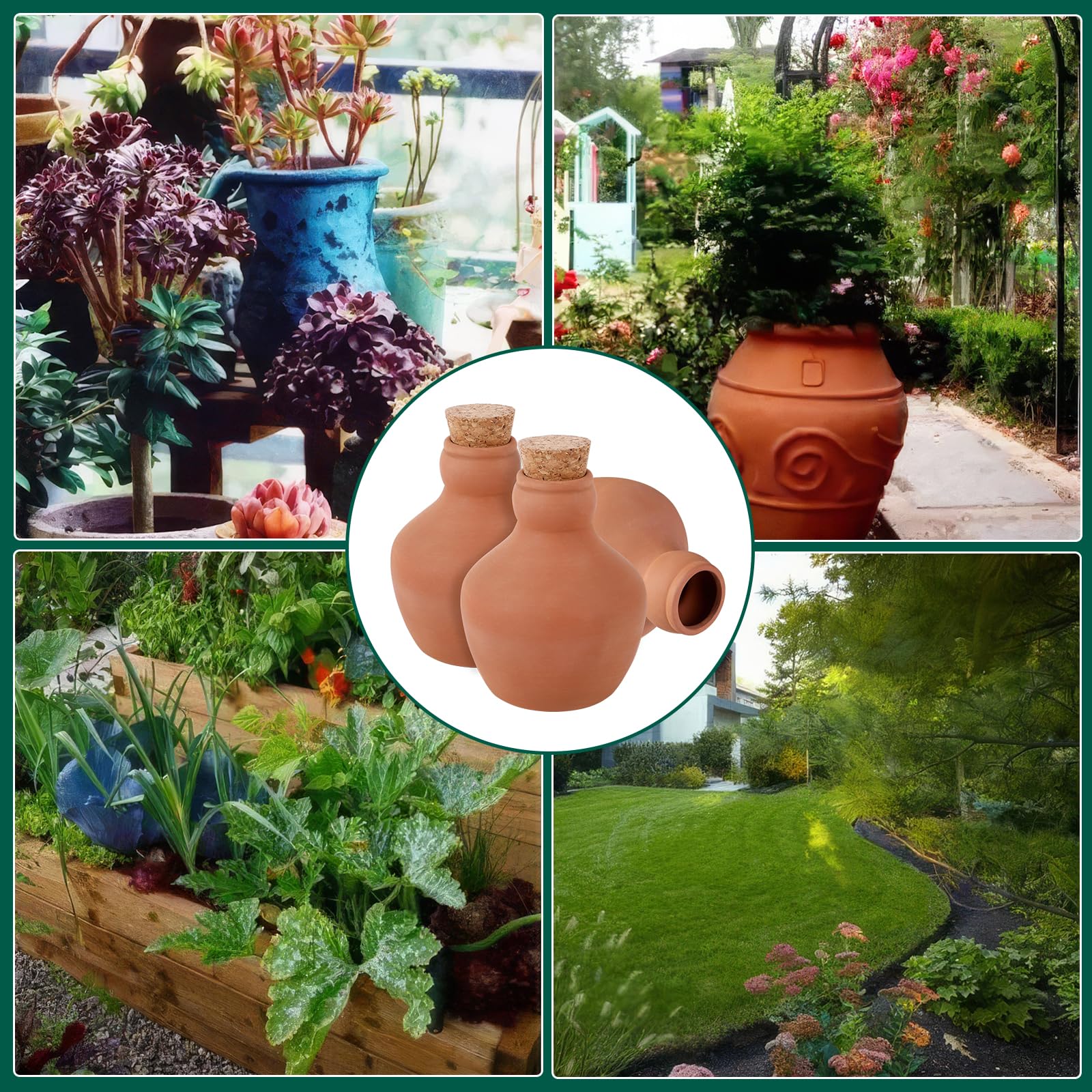 3er-Set 540ml Terracotta-Bewässerungskugel Mit Abdeckung | Bewässerungskugeln für Gartenbeete, Terrakotta Kugeln Bewässerung für Gemüsebeet Gewächshaus