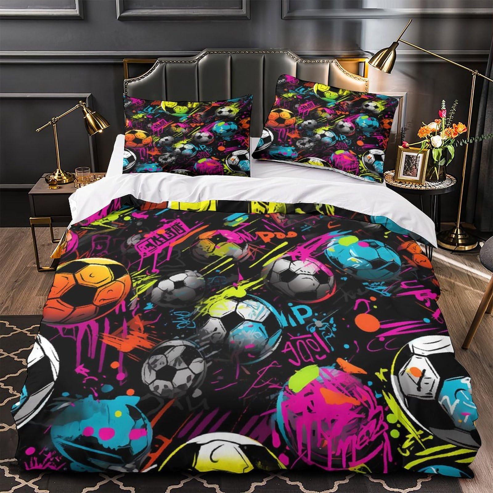Housse de couette football 3D graffiti pour relooker une chambre d'ado Super King
