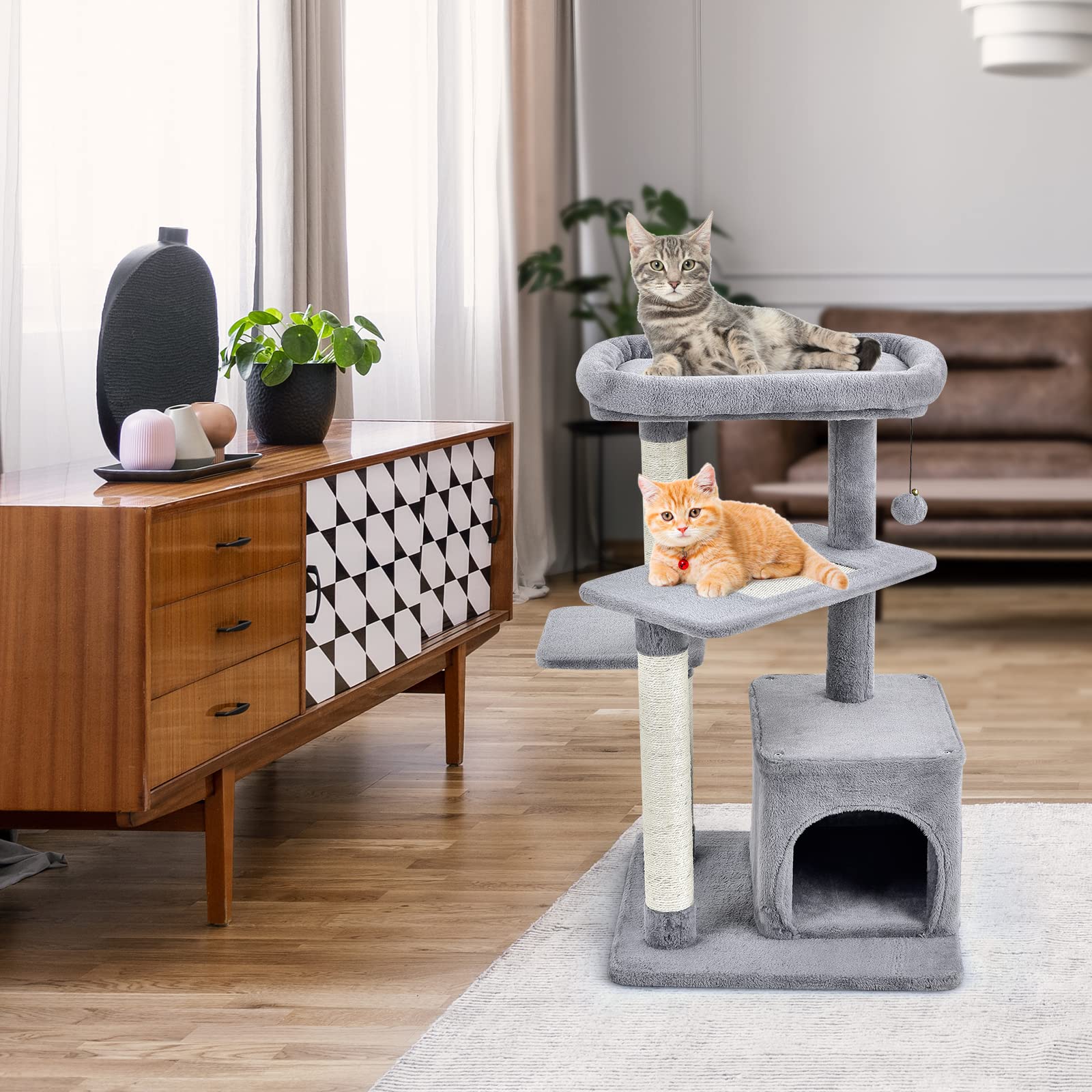 GYMAX Tiragraffi per Gatti, 50 x 50 x 85 cm, Tronchi in Sisal, Ideale per Gatti Grandi Adulti (Stile 3)