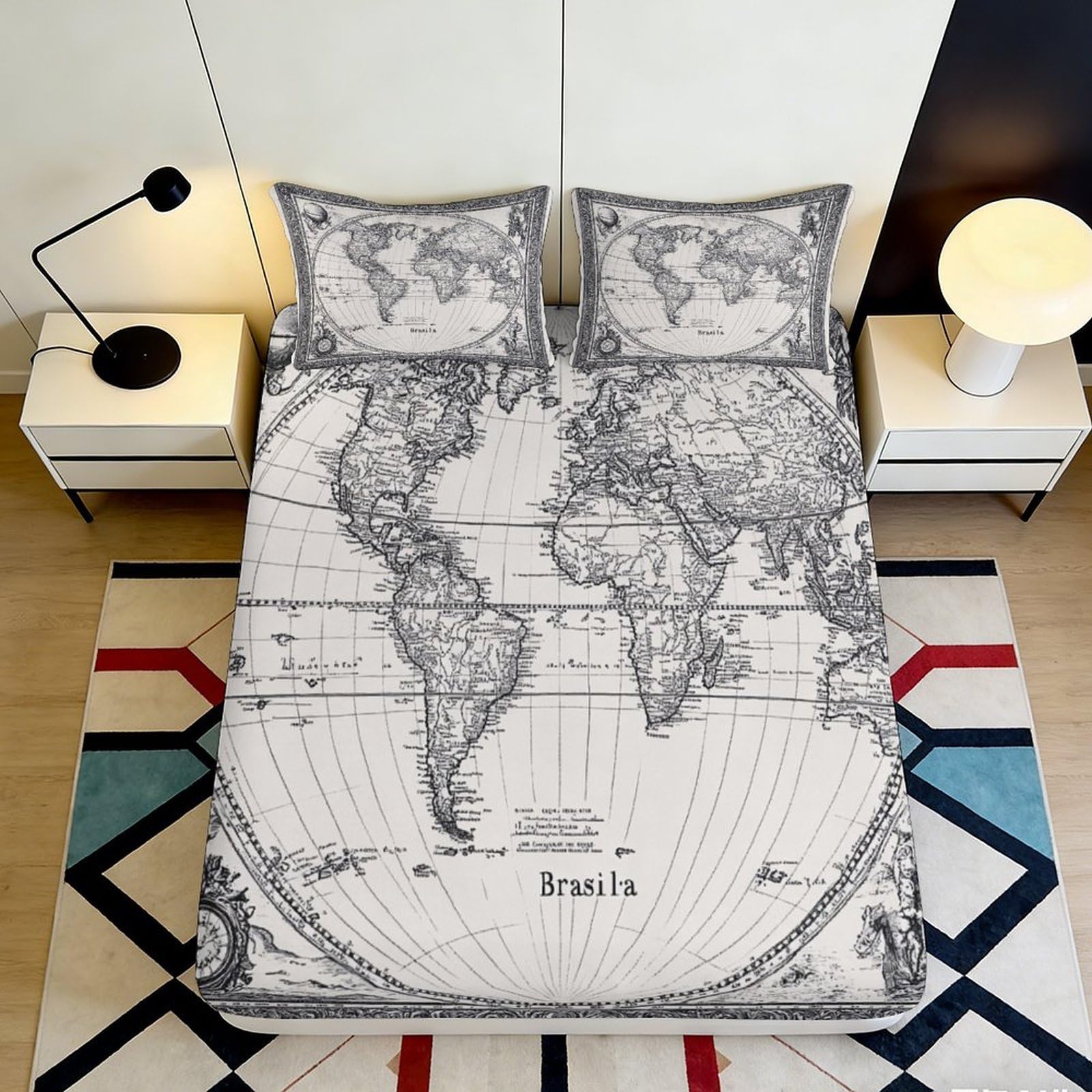 3D Printed Countryside Fitted Sheet Microfiber Deep Pocket Non-Slip Bedroom Bedding Country Mattress Fitted Cover 140x200x25cm