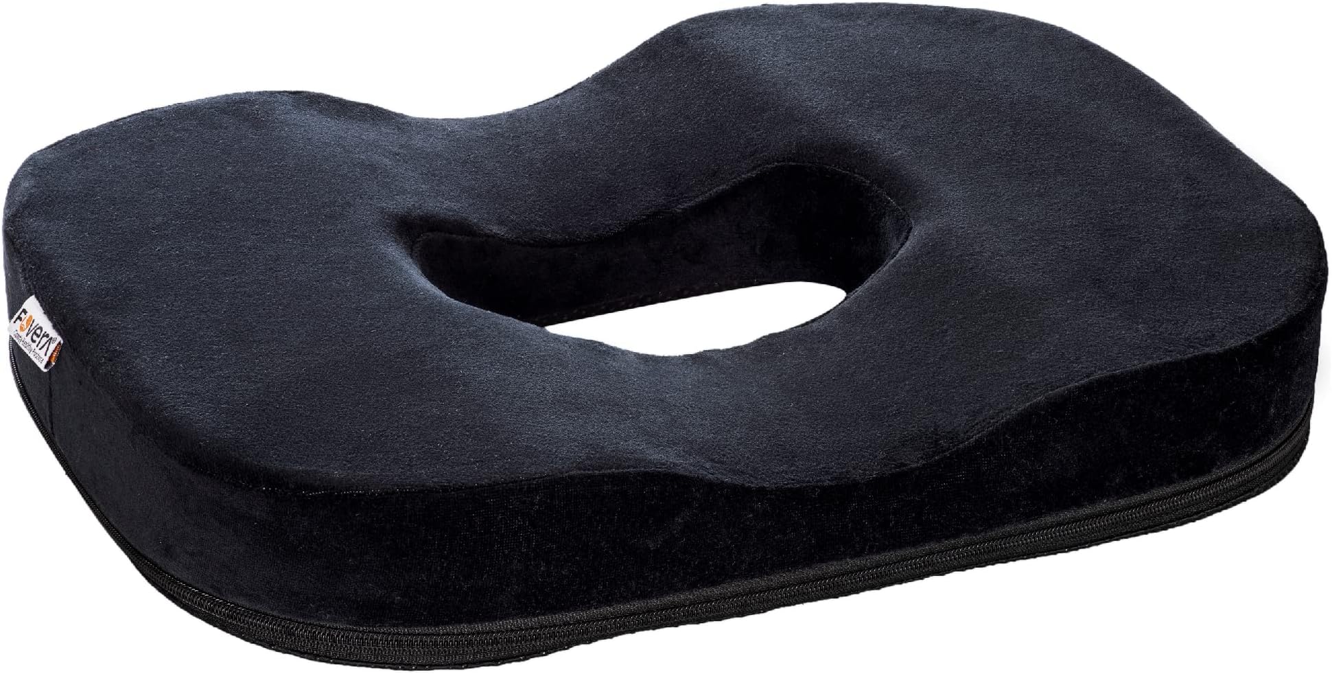 FOVERA Orthopedic Memory Foam Donut Seat Cushion, Piles Pillow for Hemorrhoids, Pain Relief for Piles, Coccyx, Prostate, Sciatica, Post-Natal, Pregnancy (M - Below 80kg Weight, Black)