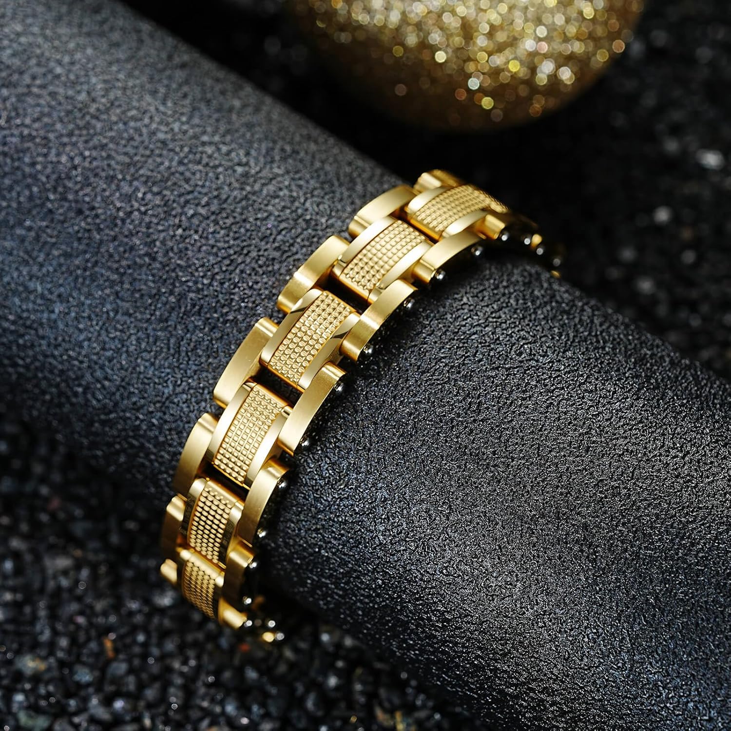 Men Bracelet Stainless Steel men black bracelet Link diamond silver bracelet blue particles jewelry Men chain Gift Boxes - Image 2