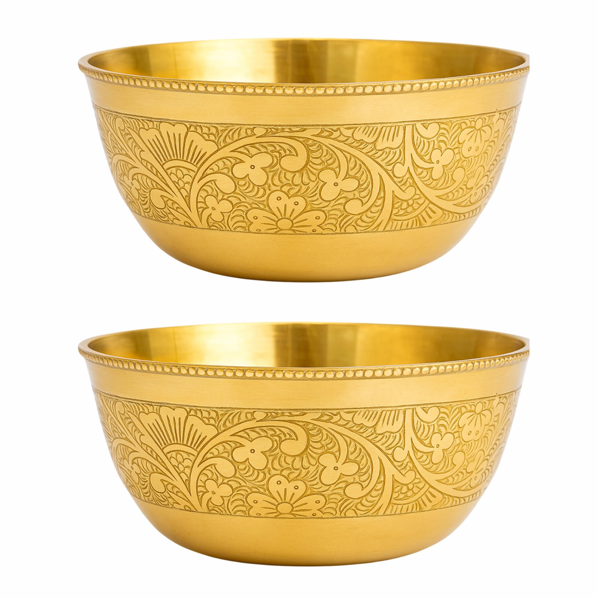 Brass Floral Bowl - Handcrafted Peetal ki Katori -7