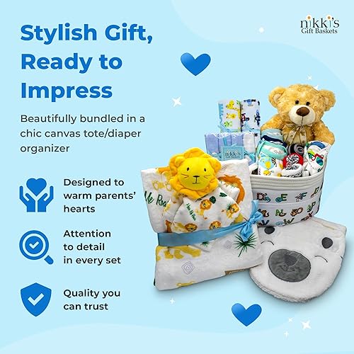 Miniatura 3 de Joyful Arrival - Cesta de regalo de lujo para bebé, juego de canastilla para bebé con 20 piezas de artículos esenciales para bebés y bolsa de