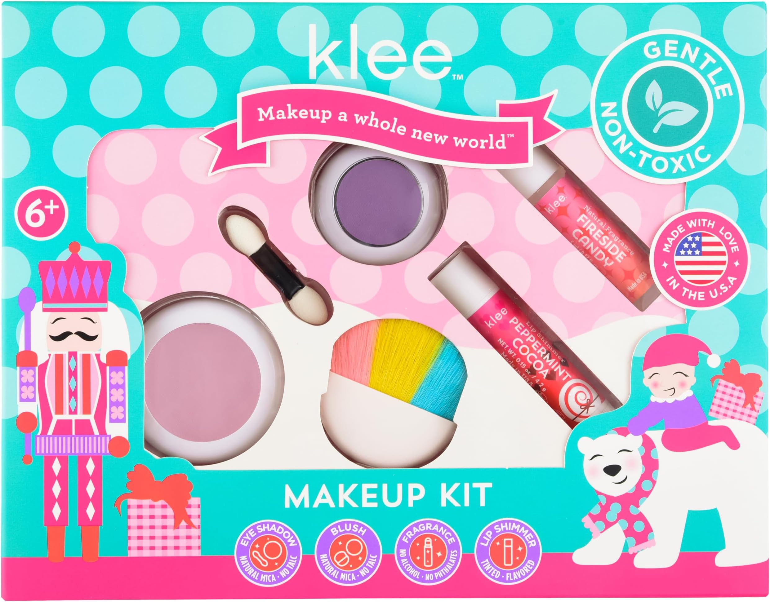 Luna Star Klee Holiday Makeup Kit. Non-Toxic and Kid-Friendly. Made in USA. (Reindeer Cove)