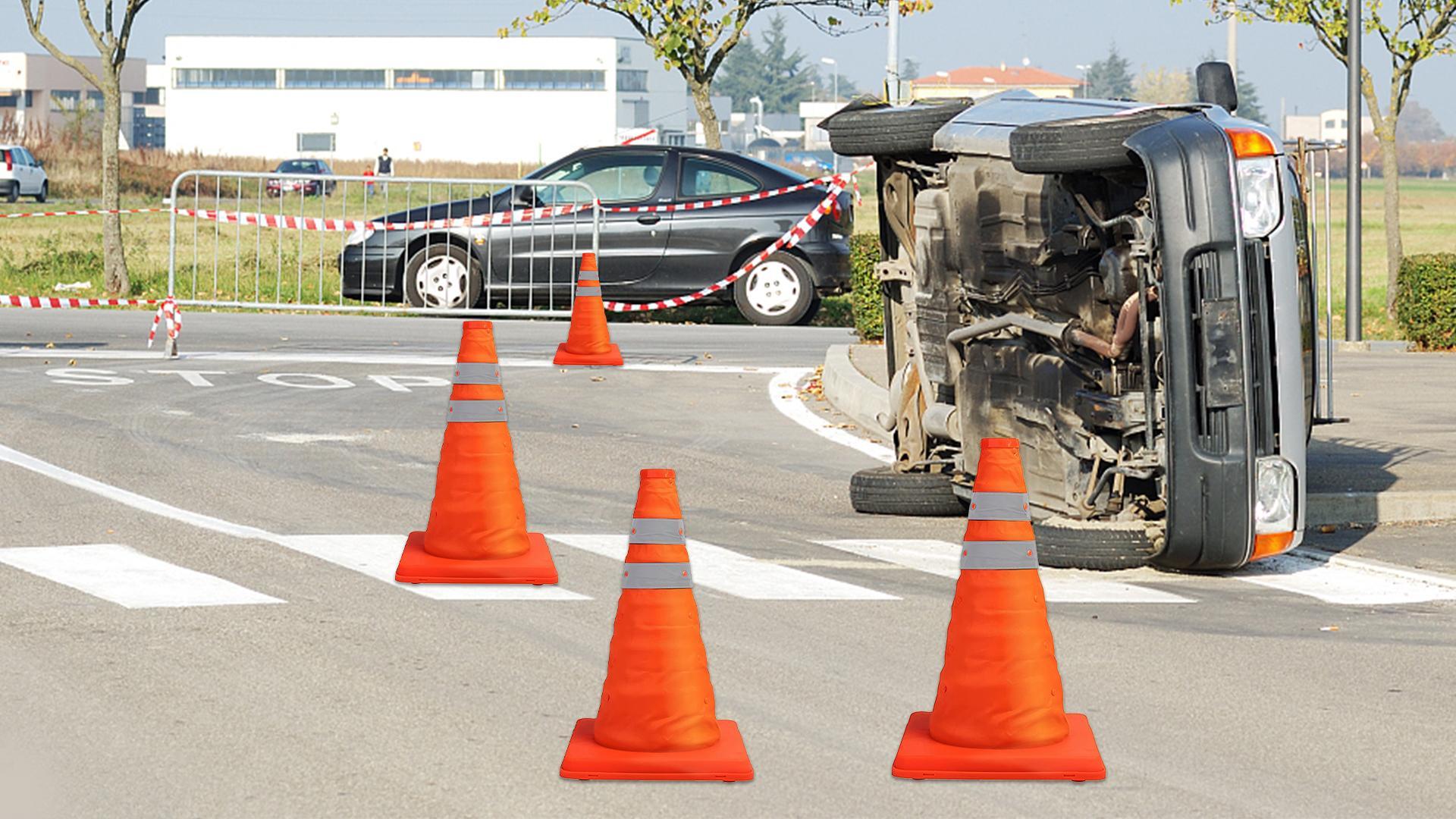 Image of TENKAIWICK 18 Inch 5 Pack Traffic Cones, Collapsible Safety Cones, Multi Purpose Pop-up Cones with Reflective Collar, Orange Cones for Parking lot, Driveway, Driving Training etc