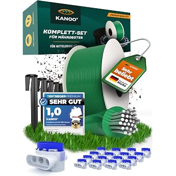 Robotic Lawnmower Boundary Cable Set - Cable + Pegs + Cable Connector + Connection Clamps - Complete Set for All Brands - Robotic Lawnmower Installation Kit for First Installation