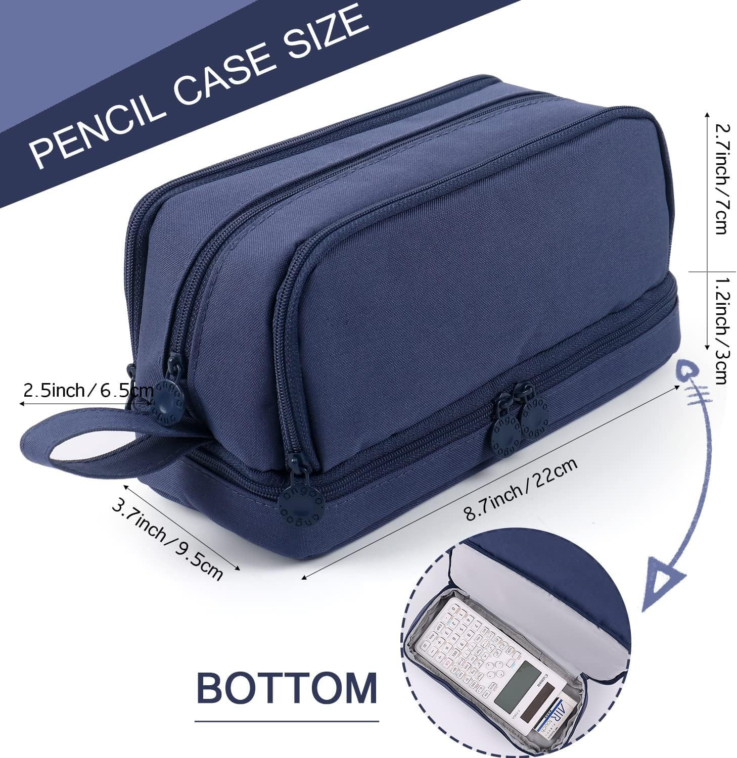 Estuche de gran capacidad, doble ventana, estuche de doble capa, multifuncional, para estudiantes de primaria y secundaria