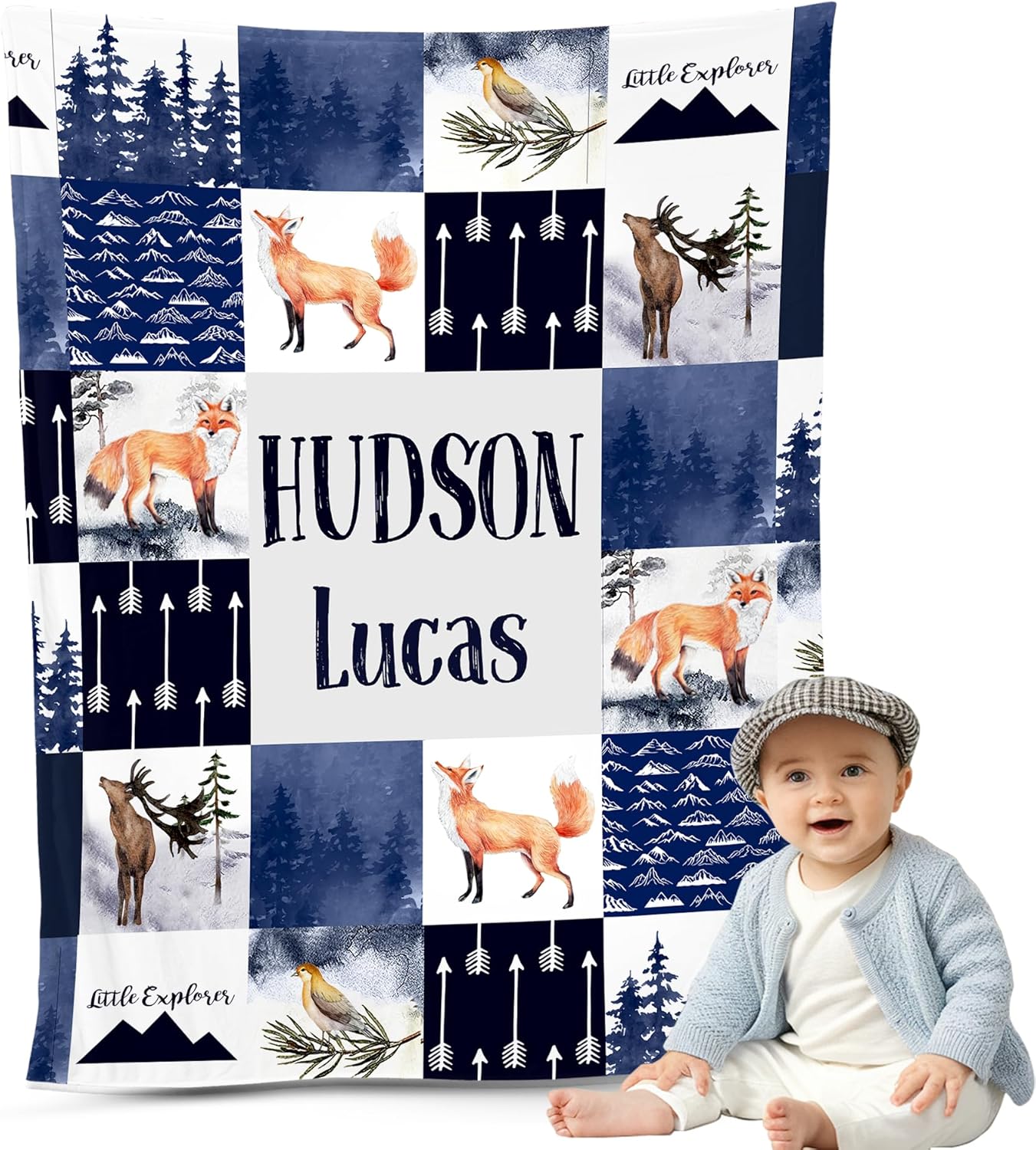 Amazon.com: NAZENTI Personalized Baby Boys Blanket, Custom Woodland ...