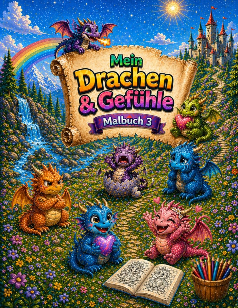Mein Drachen & Gefühle – Malbuch 3: Malbuch für Kinder ab 4 Jahren | Gefühle verstehen & ausdrücken | Mit liebevollen Drachen, Geschichten & Reflexionsfragen