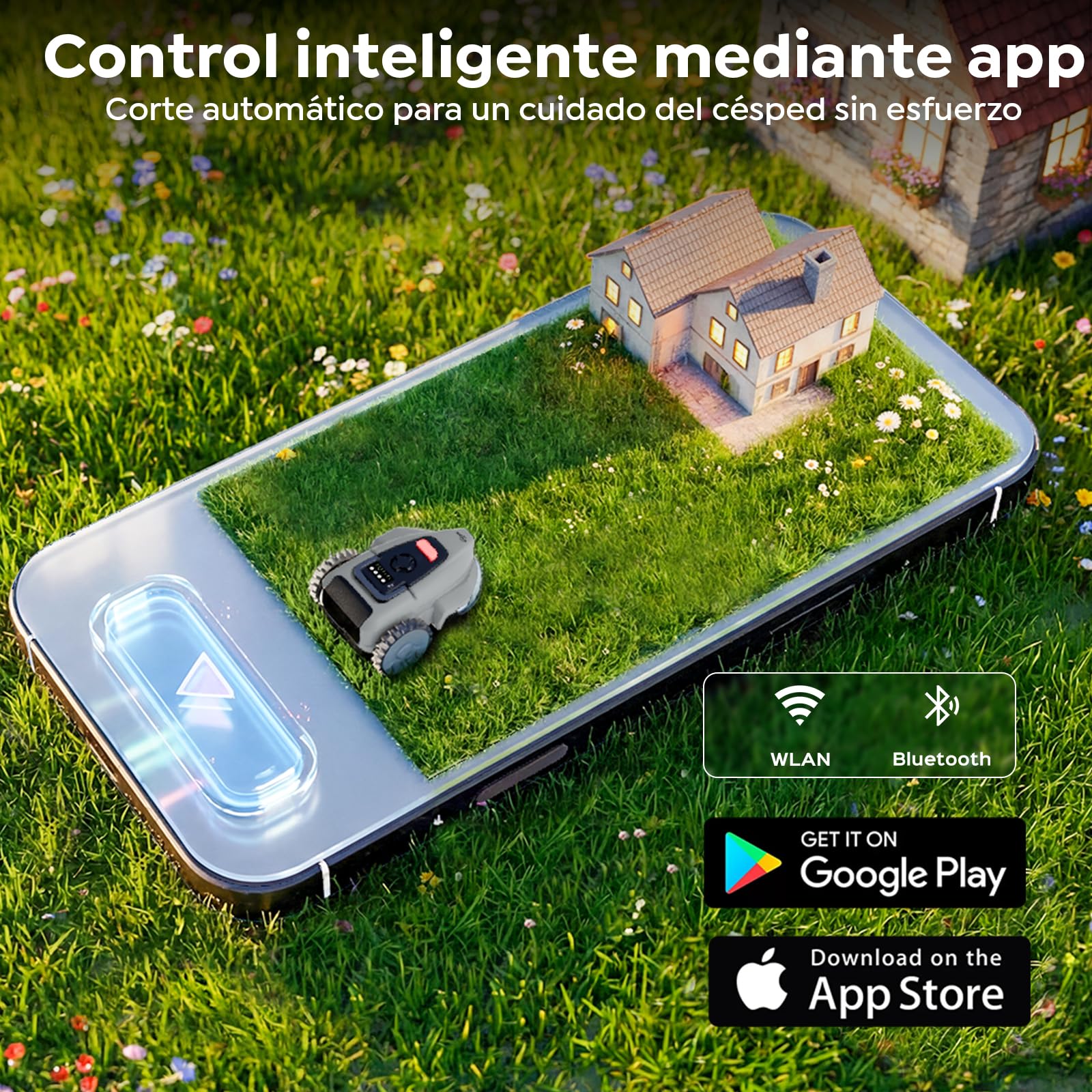 YARDCARE V3 Robot Cortacésped sin Cable Perimetral | Navegación Visual, Detección de 150+ Obstáculos, Control por App, 50 dB, Bandas Magnéticas