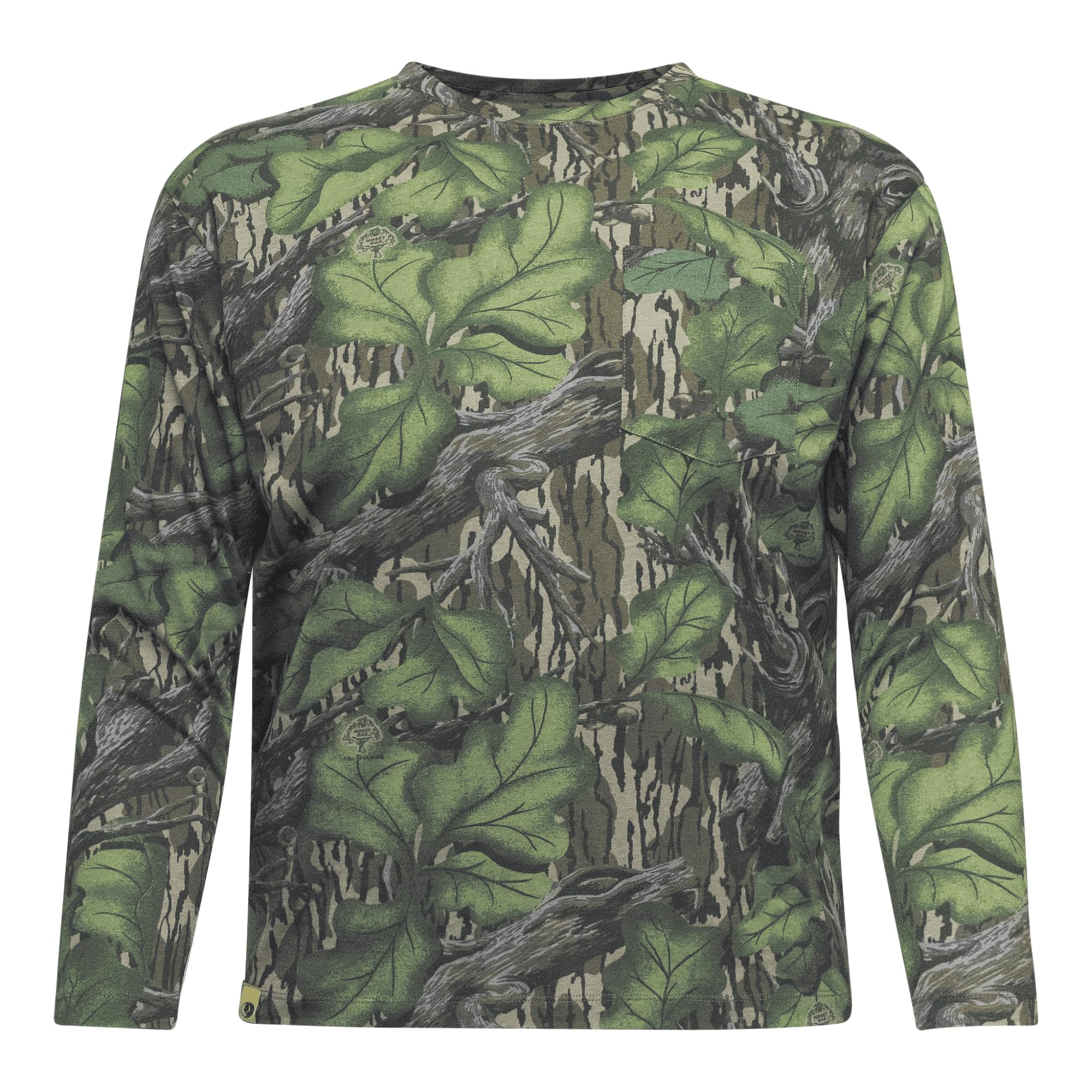 Mossy Oak Men's Camo Long Sleeve Hunting Shirt, Cotton Blend Camouflage Lightweight Shirt for Turkey Hunting, Fishing, Hiking, Full Foliage, Large