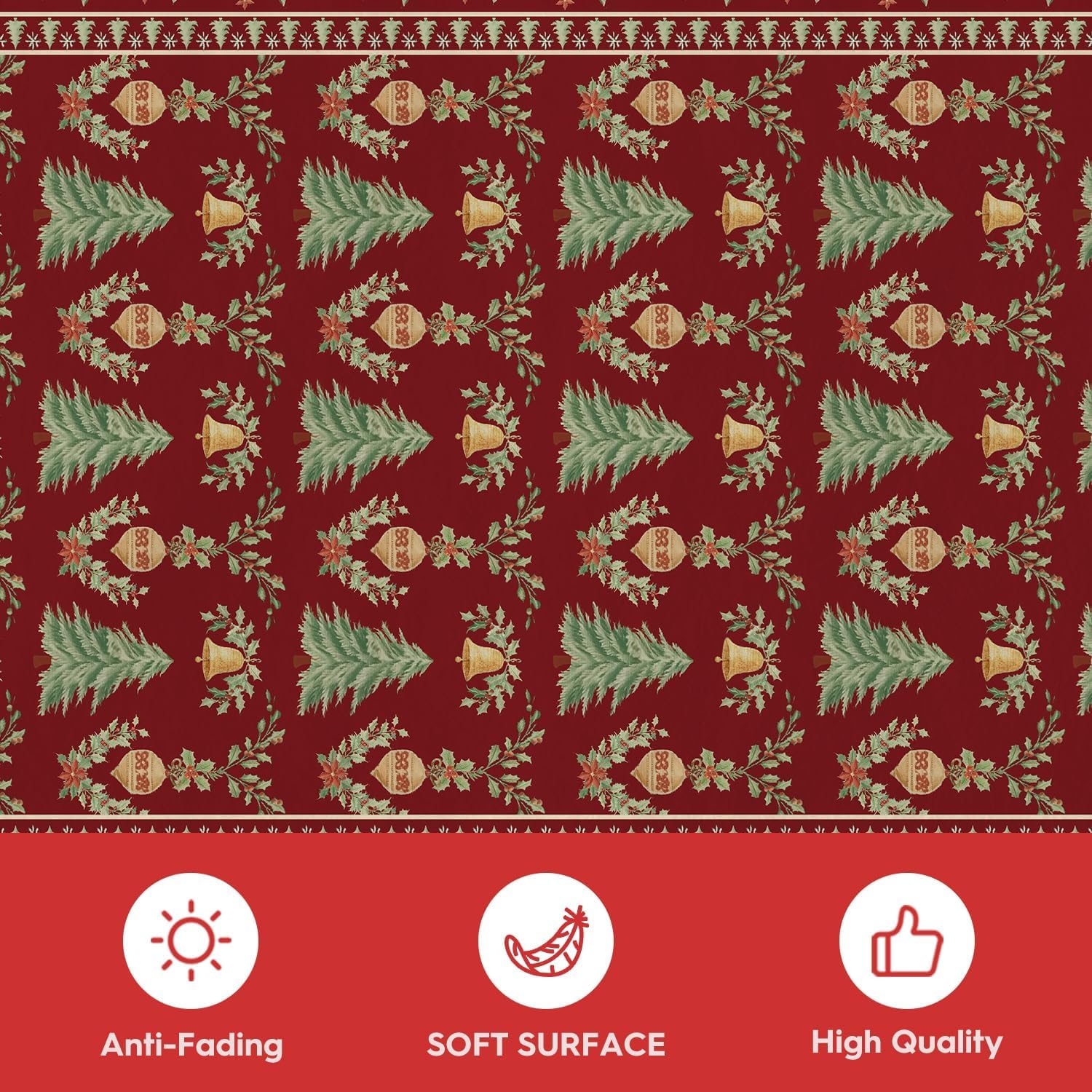 Artoid Mode Red Xmas Tree Mistletoe Christmas Area Rug, Winter Home Decor Low-Profile Non-Slip Washable Large Rug for Living Room Bedroom Farmhouse Dining Room Kids Playroom 2x3 Feet