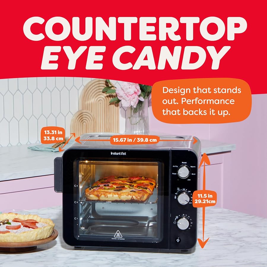 Instant Pot No Preheat Required* 4-Slice Air Fryer Toaster Oven with InstantHeat Technology, 7-in-1, Air Fry, Bake, Toast, Roast, Broil, Warm, and Make Pizza, image 8