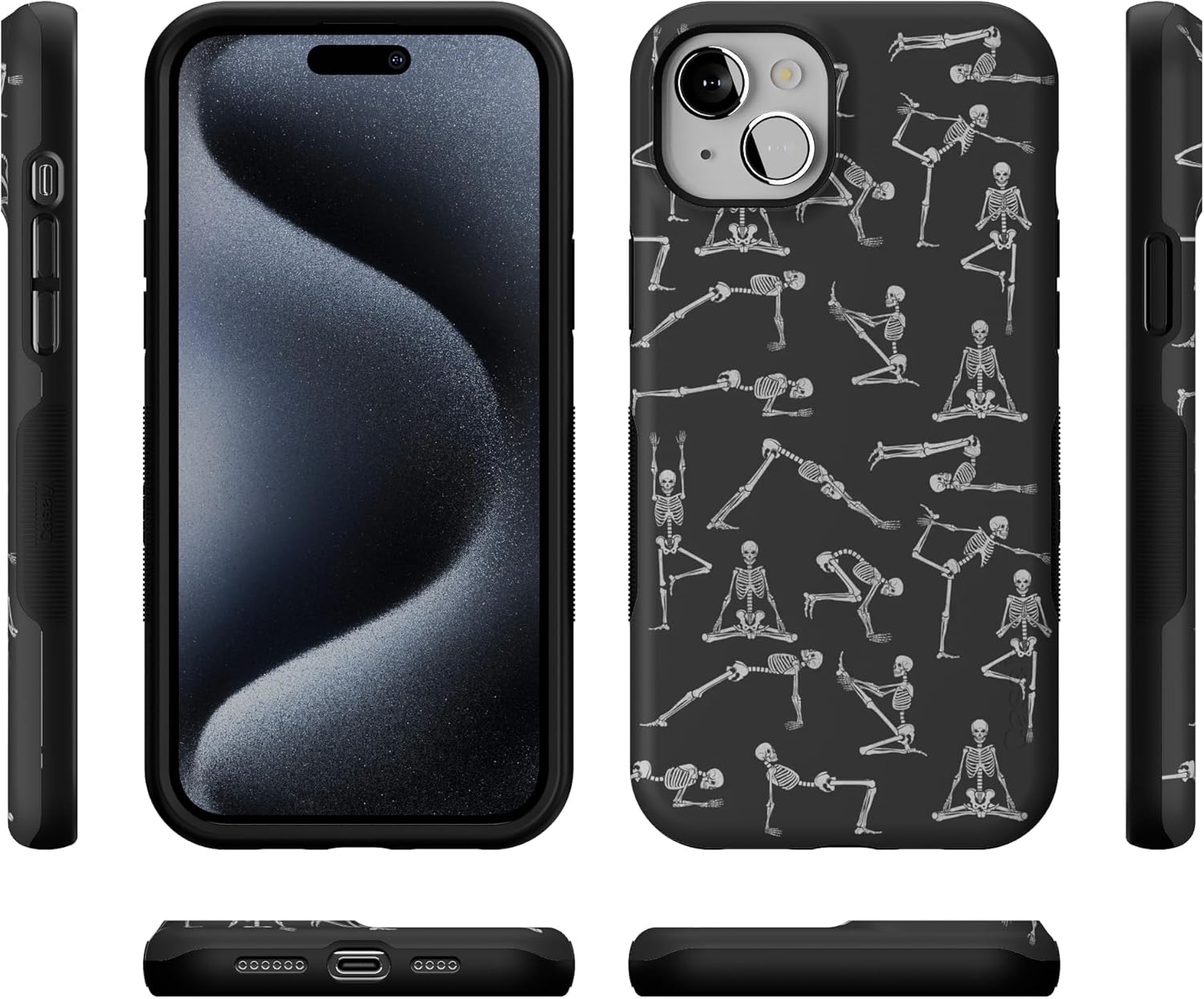 Casely iPhone 15 Case | Corpse Pose | Skeleton Yoga | Bold Protective Design | MagSafe Compatible Design - Image 9