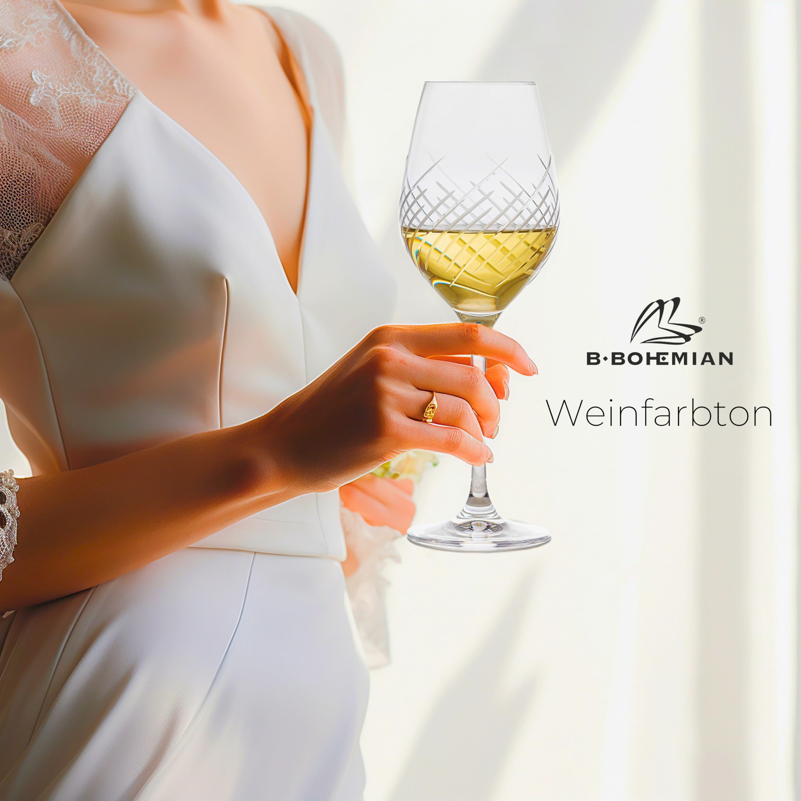 4er-Set Weingläser Windy, Weißweingläser 360 ml, Poliertes und mattes handgeschliffenes Kollektion Cristallin Glas (360ml)